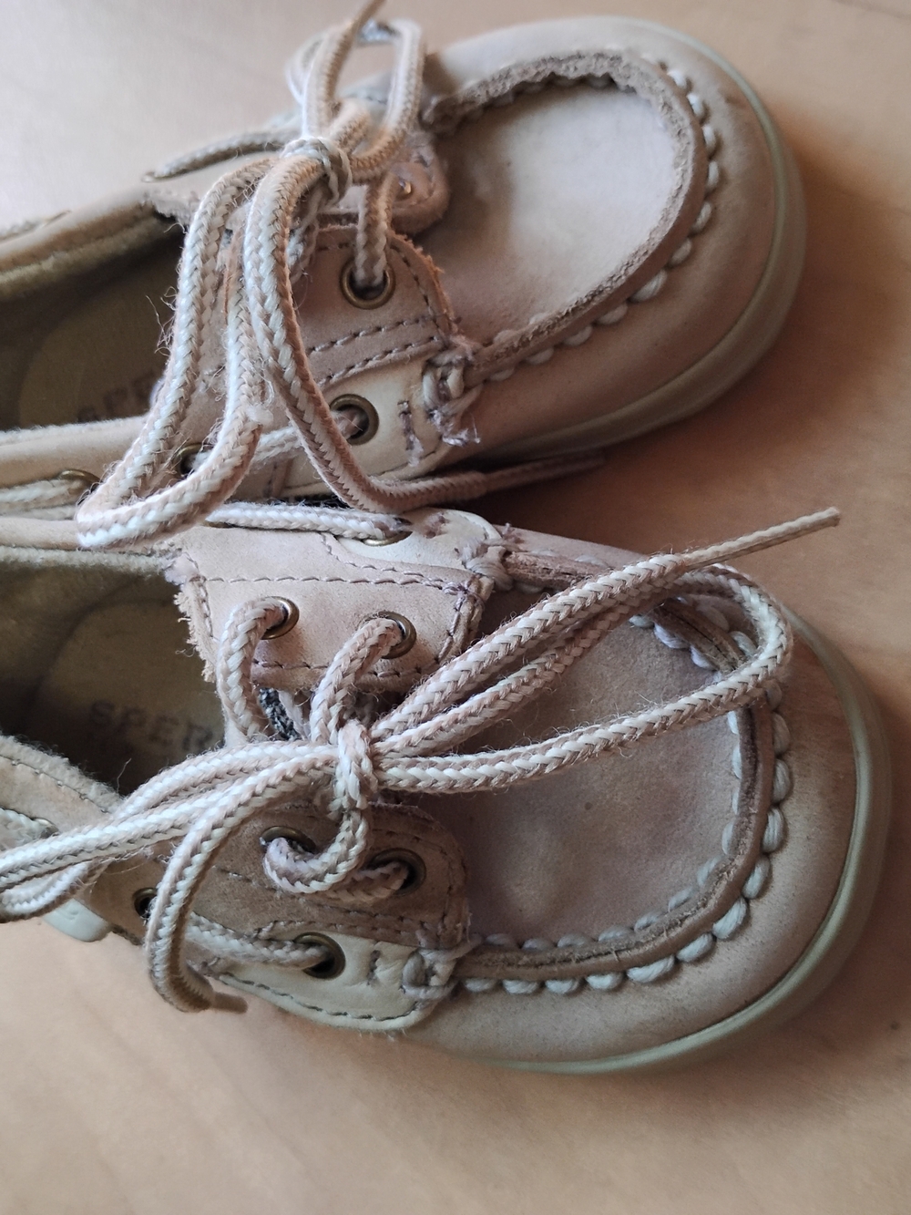 Sperry Top-s Beige/Tan Moccasin Boat Shoes Size 1m